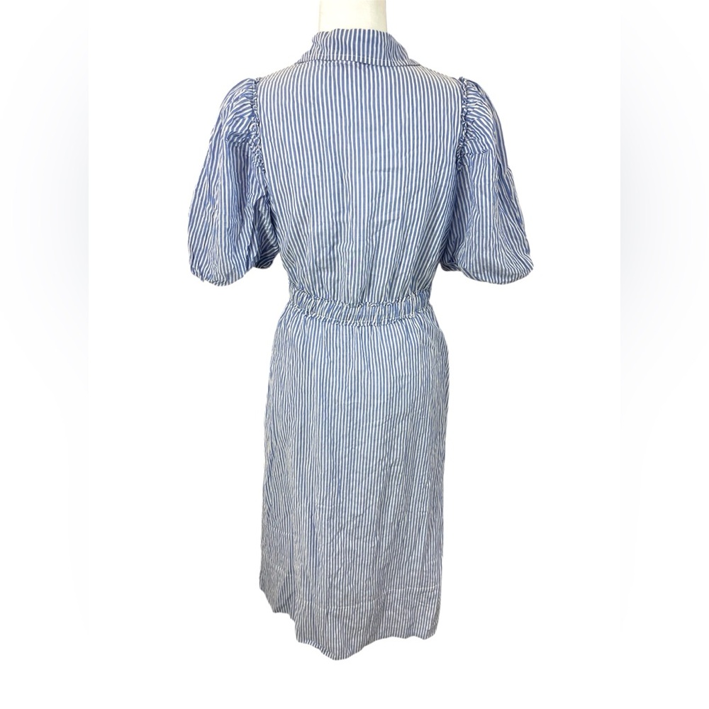 Lilly Pulitzer Tassie Elbow Puff Sleeve Midi Stripe Shirt Dress Coastal Blue - Picture 9 of 11